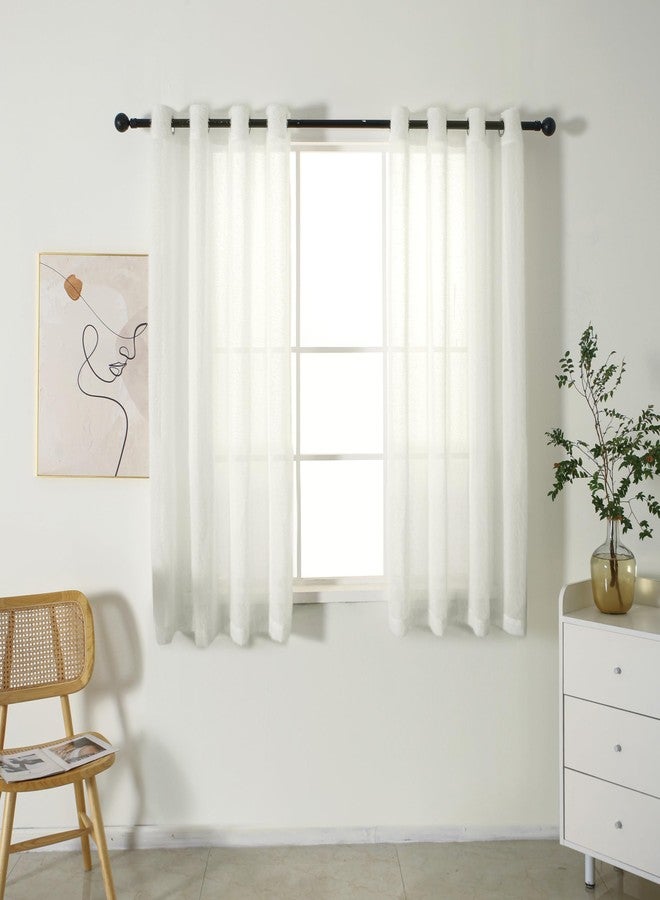 INLINAS Fluffy Sheer Curtains for Bedroom, Grommet Privacy Vertical Window Curtains & Drapes with Light Through for Living Room, 2 Panels, White, 52 x 63 Inch - Image 1